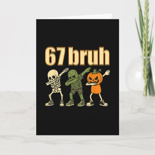 67 Halloween Bruh Grappige Brainrot Meme Zes Zeven Kaart (Voorkant)