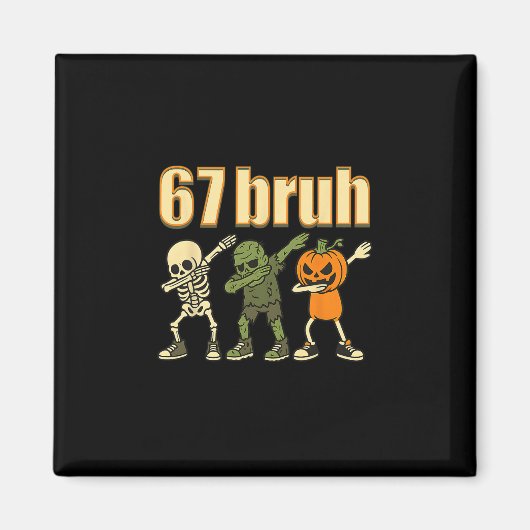67 Halloween Bruh Grappige Brainrot Meme Zes Zeven Magneet (Voorkant)