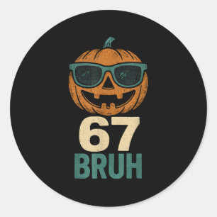67 Halloween Bruh Pompoen 6-7 Meme Gen Alpha Jargo Ronde Sticker