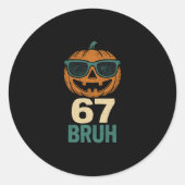67 Halloween Bruh Pumpkin 6-7 Meme Gen Alpha Slang Ronde Sticker (Voorkant)