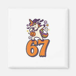 67 Halloween Eenhoorn Brainrot Meme Zes Zeven Meis Magneet