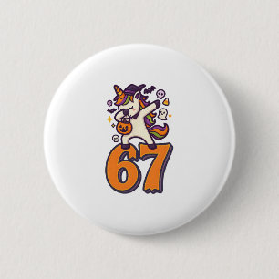 67 Halloween Eenhoorn Brainrot Meme Zes Zeven Meis Ronde Button 5,7 Cm
