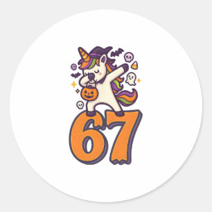 67 Halloween Eenhoring Brainrot Meme Zes Zeven Mei Ronde Sticker