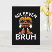67 Halloween Grappige Zes Zeven Meme Brainrot Pomp Kaart (Gele Bloem)