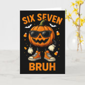 67 Halloween Grappige Zes Zeven Meme Brainrot Pomp Kaart (Gele Bloem)