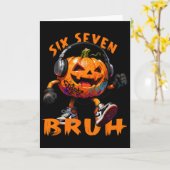 67 Halloween Grappige Zes Zeven Meme Brainrot Pomp Kaart (Gele Bloem)