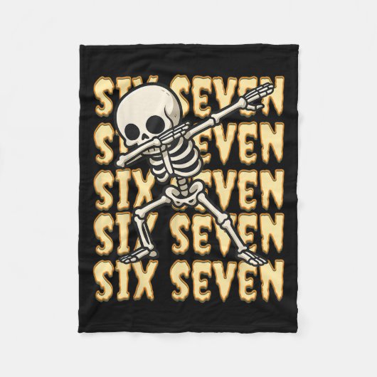 67 Halloween Grappige Zes Zeven Meme Brainrot Skel Fleece Deken (Voorkant)