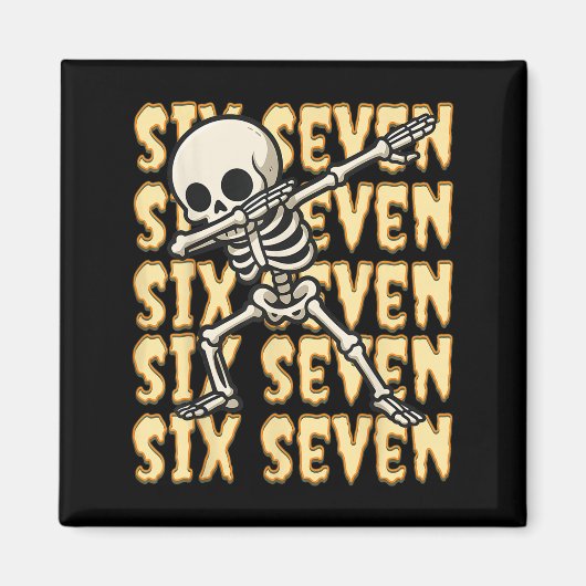 67 Halloween Grappige Zes Zeven Meme Brainrot Skel Magneet (Voorkant)