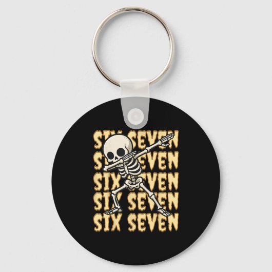 67 Halloween Grappige Zes Zeven Meme Brainrot Skel Sleutelhanger (Voorkant)