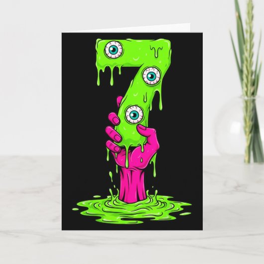 67 Halloween Kostuum Grappig Nummer 7 Zeven Meme V Kaart (Voorkant)