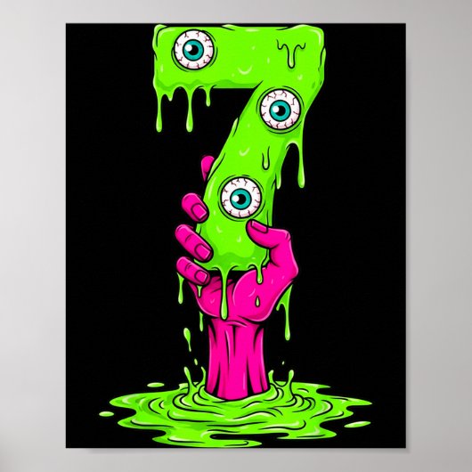 67 Halloween Kostuum Grappig Nummer 7 Zeven Meme V Poster (Voorkant)