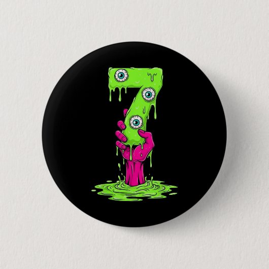 67 Halloween-kostuum Grappig nummer 7 Zeven Meme V Ronde Button 5,7 Cm (Voorkant)