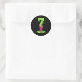67 Halloween Kostuum Grappig Nummer 7 Zeven Meme V Ronde Sticker (Tas)