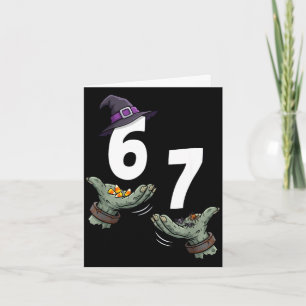 67 halloween meisjes heks zes zeven 6 7 meme grap kaart