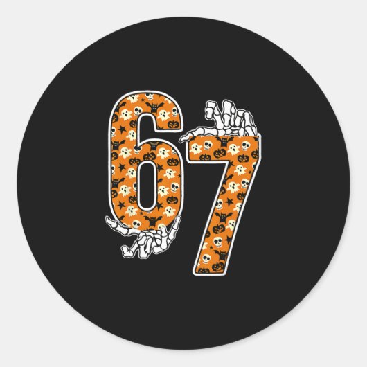67 Halloween Meme 6 7 Nummers Zes Zeven Grappige K Ronde Sticker (Voorkant)