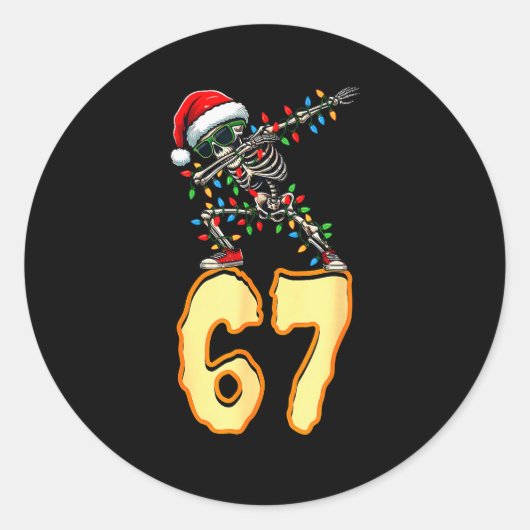 67 Halloween-meme 6 7 Nummers Zes Zeven Grappige K Ronde Sticker (Voorkant)