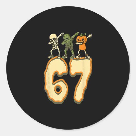67 Halloween Meme 6 7 Nummers Zes Zeven Grappige K Ronde Sticker (Voorkant)
