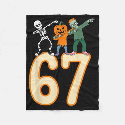 67 Halloween Meme 6 7 Nummers Zes Zeven Skelet Fleece Deken (Voorkant)