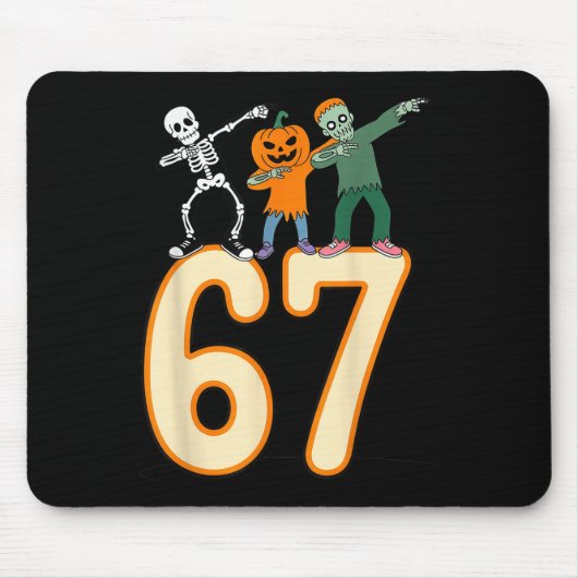 67 Halloween Meme 6 7 Nummers Zes Zeven Skelet Muismat (Voorkant)