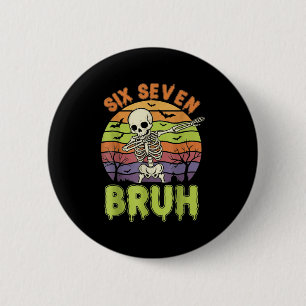 67 Halloween Meme 6 7 Skelet Zes Zeven Cijfers F Ronde Button 5,7 Cm