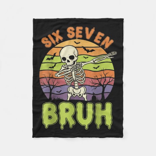 67 Halloween Meme 6 7 Skelet Zes Zeven Nummers F Fleece Deken (Voorkant)