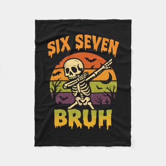 67 Halloween Meme 6 7 Skelet Zes Zeven Nummers F Fleece Deken (Voorkant)