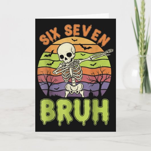 67 Halloween Meme 6 7 Skelet Zes Zeven Nummers F Kaart (Voorkant)