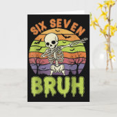 67 Halloween Meme 6 7 Skelet Zes Zeven Nummers F Kaart (Gele Bloem)