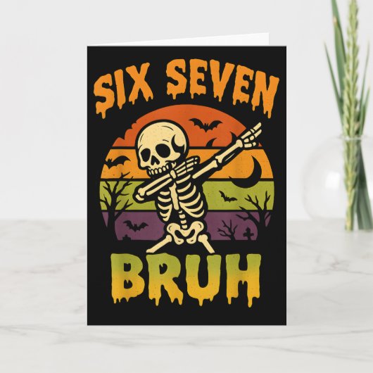 67 Halloween Meme 6 7 Skelet Zes Zeven Nummers F Kaart (Voorkant)