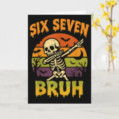 67 Halloween Meme 6 7 Skelet Zes Zeven Nummers F Kaart (Gele Bloem)