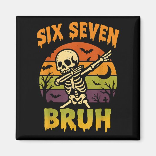 67 Halloween Meme 6 7 Skelet Zes Zeven Nummers F Magneet (Voorkant)