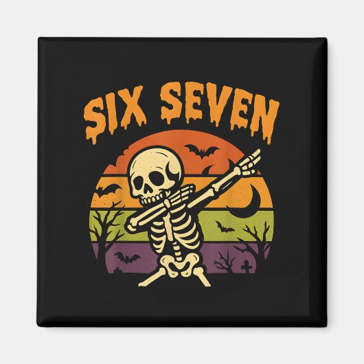 67 Halloween Meme 6 7 Skelet Zes Zeven Nummers F Magneet (Voorkant)