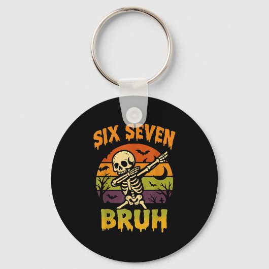 67 Halloween Meme 6 7 Skelet Zes Zeven Nummers F Sleutelhanger (Voorkant)