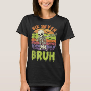 67 Halloween Meme 6 7 Skelet Zes Zeven Nummers F T-shirt