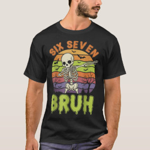 67 Halloween Meme 6 7 Skelet Zes Zeven Nummers F T-shirt