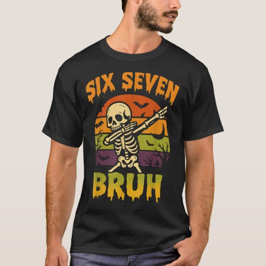 67 Halloween Meme 6 7 Skeleton Six Seven Numbers F T-shirt (Voorkant)