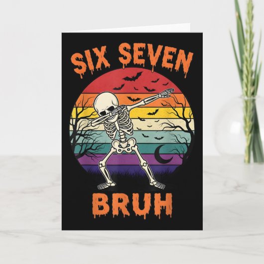 67 Halloween-meme Zes Zeven Skelet Nummers Grappig Kaart (Voorkant)