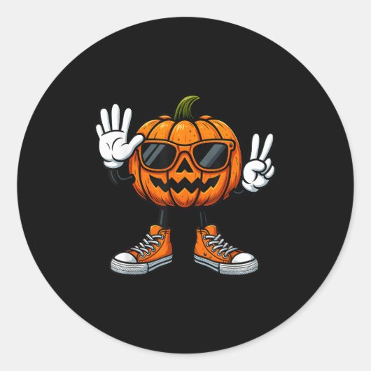 67 Halloween Pompoen Grappige Brainrot Meme Kinder Ronde Sticker (Voorkant)