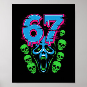 67 Halloween Scp Horror Gezicht Enge Kostuum Shirt Poster