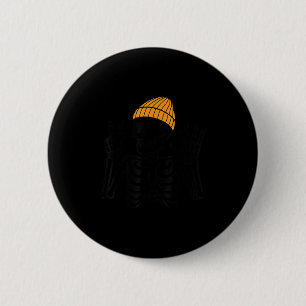 67 Halloween skelet vredesteken grappige meme zes Ronde Button 5,7 Cm