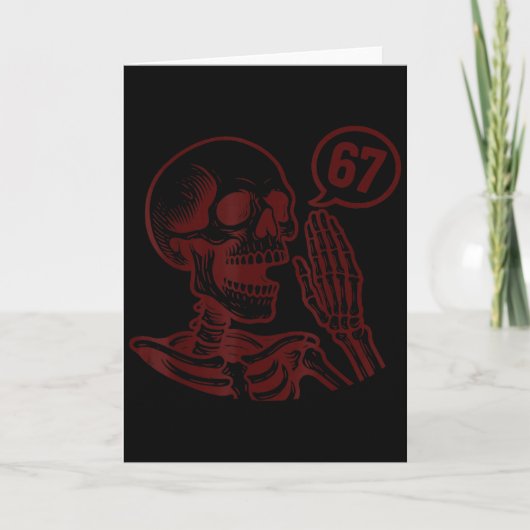 67 Halloween skelet Zes Zeven Meme Brainrot Grappi Kaart (Voorkant)