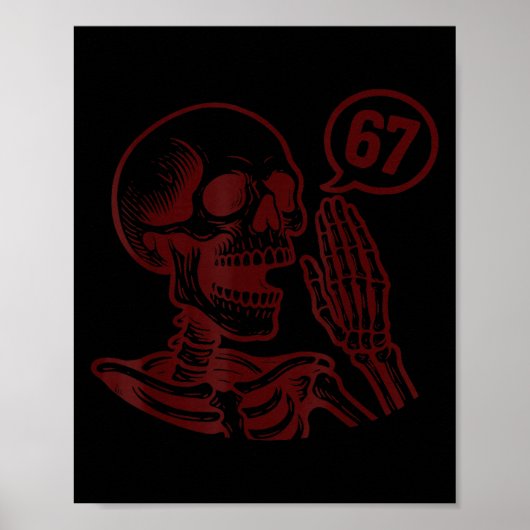 67 Halloween Skelet Zes Zeven Meme Brainrot Grappi Poster (Voorkant)