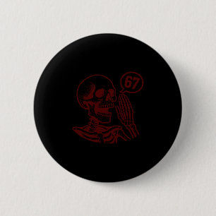 67 Halloween Skelet Zes Zeven Meme Brainrot Grappi Ronde Button 5,7 Cm