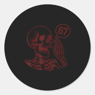 67 Halloween Skelet Zes Zeven Meme Brainrot Grappi Ronde Sticker