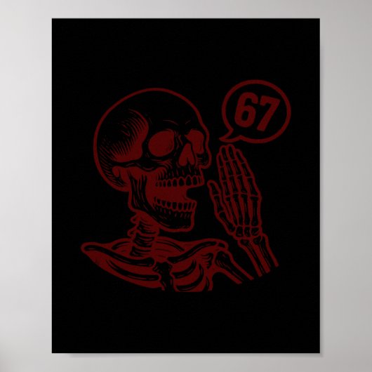 67 Halloween Skeleton Six Seven Meme Brainrot Funn Poster (Voorkant)