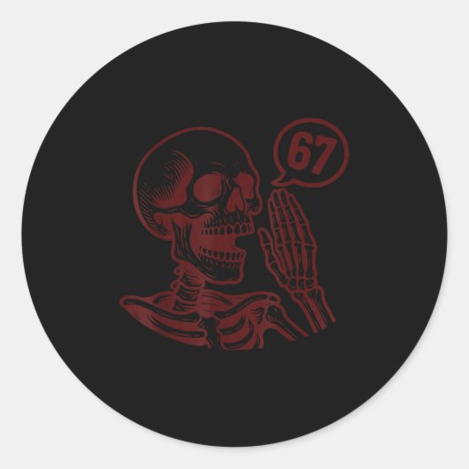 67 Halloween Skeleton Six Seven Meme Brainrot Funn Ronde Sticker (Voorkant)