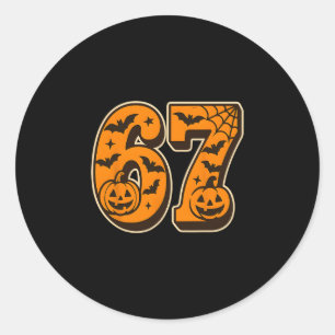 67 Halloween Zes Zeven Brainrot Meme Jongens Kids Ronde Sticker