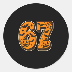 67 Halloween Zes Zeven Brainrot Meme Jongens Kids Ronde Sticker