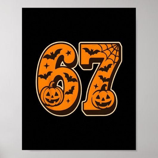 67 Halloween Zes Zeven Brainrot Meme Jongens Kinde Poster (Voorkant)