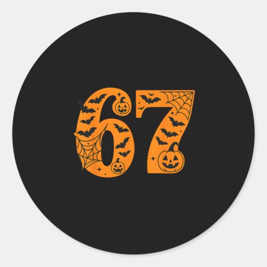 67 Halloween Zes Zeven Brainrot Meme Jongens Kinde Ronde Sticker (Voorkant)